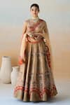 Buy_Aman Takyar_Gold Dupion Silk Embroidery Floral Sweetheart Neck Bridal Lehenga Set _at_Aza_Fashions