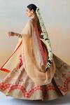 Shop_Aman Takyar_Gold Dupion Silk Embroidery Floral Sweetheart Neck Bridal Lehenga Set _at_Aza_Fashions