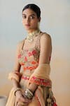 Shop_Aman Takyar_Gold Dupion Silk Embroidery Floral Sweetheart Neck Bridal Lehenga Set _Online_at_Aza_Fashions