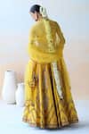 Shop_Aman Takyar_Yellow Raw Silk, Organza Cutdana, Floral, Sequin Embroidered Bridal Lehenga Set _at_Aza_Fashions