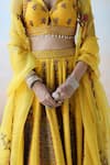Shop_Aman Takyar_Yellow Raw Silk, Organza Cutdana, Floral, Sequin Embroidered Bridal Lehenga Set _Online_at_Aza_Fashions