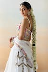 Shop_Aman Takyar_White Raw Silk, Organza Cutdana, Floral, Sequin V Embroidered Bridal Lehenga Set _Online_at_Aza_Fashions
