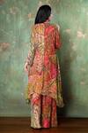 Shop_Preeti Jhawar_Multi Color Chiffon Floral Notched Print Kurta And Sharara Set _at_Aza_Fashions