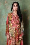 Buy_Preeti Jhawar_Multi Color Chiffon Floral Notched Print Kurta And Sharara Set _Online_at_Aza_Fashions