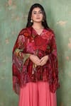 Shop_Preeti Jhawar_Multi Color Chiffon Floral V Neck Printed Top And Sharara Set _Online_at_Aza_Fashions