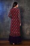 Shop_Preeti Jhawar_Purple Georgette Floral, Zardozi Round Embroidered Jacket With Tunic _at_Aza_Fashions