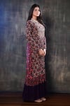 Preeti Jhawar_Purple Georgette Floral, Zardozi Round Embroidered Jacket With Tunic _Online_at_Aza_Fashions
