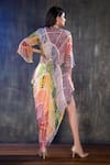 Shop_Preeti Jhawar_Multi Color Chiffon Abstract Cowl Neck Print Dress _at_Aza_Fashions