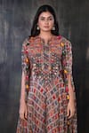 Preeti Jhawar_Multi Color Chiffon Geometric Open Printed Cape And Sharara Set _at_Aza_Fashions