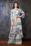 Buy_Preeti Jhawar_Multi Color Chiffon Printed Abstract Notched Kurta And Palazzo Set _at_Aza_Fashions