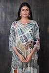 Shop_Preeti Jhawar_Multi Color Chiffon Printed Abstract Notched Kurta And Palazzo Set _Online_at_Aza_Fashions