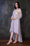 Buy_Preeti Jhawar_Purple Organza, Chiffon Floral Open Embroidered Jacket With Tunic _Online_at_Aza_Fashions