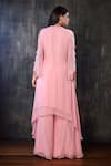 Shop_Preeti Jhawar_Pink Chiffon Geometric, Sequin, Shell Keyhole Embroidered Kurta And Palazzo Set _at_Aza_Fashions