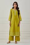 Buy_Priya Chaudhary_Green Chanderi Silk Embroidered Kurta Set_Online_at_Aza_Fashions