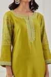 Shop_Priya Chaudhary_Green Chanderi Silk Embroidered Kurta Set_Online_at_Aza_Fashions