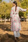 Shop_Marche_White Cotton Printed Floral V Neck Gardenia Angrakha Kurta And Palazzo Set _at_Aza_Fashions