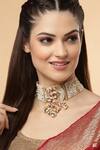 Shop_Dugran By Dugristyle_Gold Plated Kundan Pearl Embellished Choker _at_Aza_Fashions