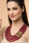 Shop_Dugran By Dugristyle_Gold Plated Natural Stones Embellished Layered Necklace _at_Aza_Fashions