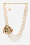 Buy_Dugran By Dugristyle_Gold Plated Kundan Pearl Embellished Layered Necklace _at_Aza_Fashions