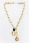 Buy_Dugran By Dugristyle_Gold Plated Kundan Pearl Embellished Pendant Necklace _at_Aza_Fashions