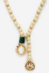 Buy_Dugran By Dugristyle_Gold Plated Kundan Pearl Embellished Pendant Necklace _Online_at_Aza_Fashions