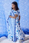 Buy_Baise Gaba_Blue Lehenga Printed Floral Ulfaat Set _at_Aza_Fashions