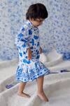 Baise Gaba_Blue Cotton Modal Printed Floral Sema Shirt Dress _Online_at_Aza_Fashions