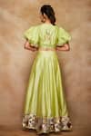 Shop_Gulabo by Abu Sandeep_Green 100% Pure Chanderi Silk Embroidered Gota Lehenga  _at_Aza_Fashions