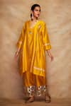 Buy_Gulabo by Abu Sandeep_Yellow 100% Pure Chanderi Silk Embroidered Gota Work Kimono Tunic  _Online_at_Aza_Fashions