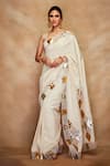 Buy_Gulabo by Abu Sandeep_White 100% Pure Jamdani Chanderi Silk Saree With Unstitched Blouse Piece_at_Aza_Fashions