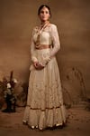 Buy_Gulabo by Abu Sandeep_White Gota Chuddi Sleeve Blouse _at_Aza_Fashions