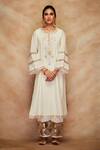 Gulabo by Abu Sandeep_White Gota Kali Kurta _Online_at_Aza_Fashions