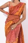 Shop_K.Anshika_Pink Satin Shibori Saree With Blouse_Online_at_Aza_Fashions