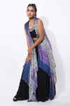Buy_k-anshika_Black Georgette Embroidered Thread Work Shibori Jacket Skirt Set _Online_at_Aza_Fashions