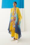 Shop_Studio Rigu_Yellow Vegan Silk Ombre Cape _at_Aza_Fashions