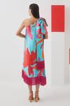 Shop_Studio Rigu_Blue Vegan Silk Floral Print One Shoulder Midi Dress _at_Aza_Fashions