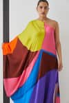 Studio Rigu_Multi Color Vegan Silk Abstract One Luna Swirl Gown  _Online_at_Aza_Fashions