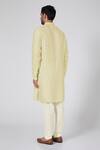 Shop_BUBBER COUTURE_Yellow Jacquard Silk Samarth Mandarin Collar Kurta Set _at_Aza_Fashions