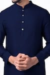Bubber Couture_Blue Jacquard Silk Aahan Mandarin Collar Kurta Set _Online_at_Aza_Fashions