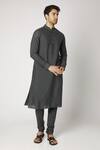 Buy_Bubber Couture_Grey Cotton Silk Devraj Kurta Set_at_Aza_Fashions