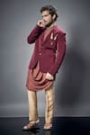 Buy_BUBBER COUTURE_Maroon Crepe Wool Plain Agenor Full Sleeve Blazer _at_Aza_Fashions