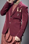 Shop_BUBBER COUTURE_Maroon Crepe Wool Plain Agenor Full Sleeve Blazer _at_Aza_Fashions