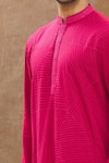 Shop_Priyanka Haralalka_Pink Rayon, Pure Cotton Thread Embroidered Kurta Set _Online_at_Aza_Fashions