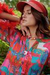 Shop_Cin Cin_Pink Satin Printed Floral V Neck Dress _Online_at_Aza_Fashions