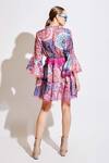 Shop_Cin Cin_Pink Satin Printed Floral V Neck Dress _at_Aza_Fashions