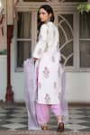 Shop_Maison Shefali_White Cotton Printed Floral V Neck Chaand Sahar Kurta Set _at_Aza_Fashions