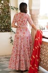 Shop_Maison Shefali_Pink Cotton Printed Floral High Neck Chaand Inaayat Lehenga Set _at_Aza_Fashions