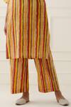 Shop_Musal_Yellow 100% Cotton Printed Striped Mandarin Collar Dax Kurta Set _Online_at_Aza_Fashions