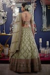 Shop_SHASHA GABA_Green Silk Organza Embroidery Cord Sweetheart Neck Bridal Lehenga Set _at_Aza_Fashions