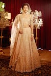 Buy_Shasha Gaba_Gold Organza, Shantoon Cutdana, Stone, Swarovski, Embroidered Bridal Lehenga Set _at_Aza_Fashions